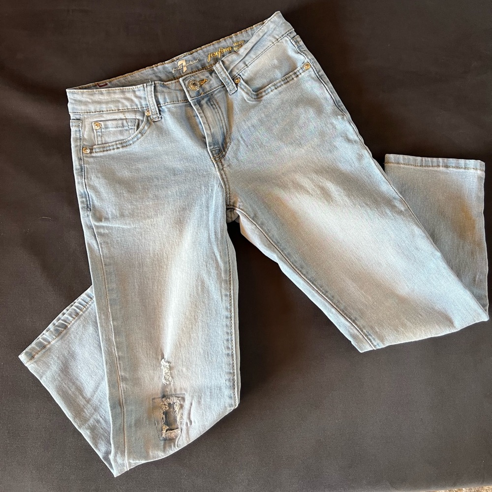 Girls 7 For All Mankind Josefina Cropped & Distressed Jeans SZ 10
